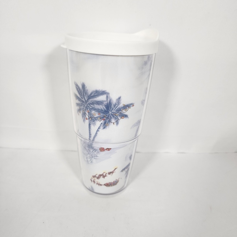 Tervis Tropical Christmas Palm Trees Santa Sleigh 24oz Tumbler w Lid